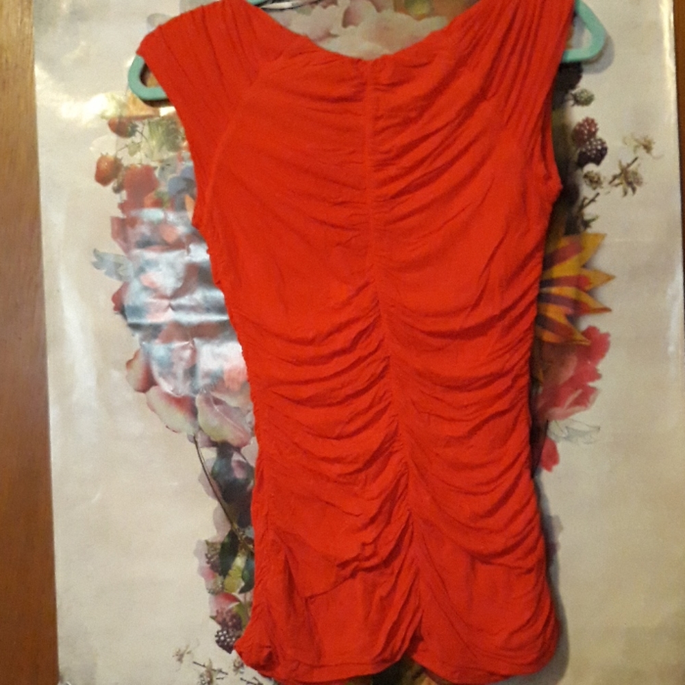 Ruched Red Shirt - Picture 2 of 2